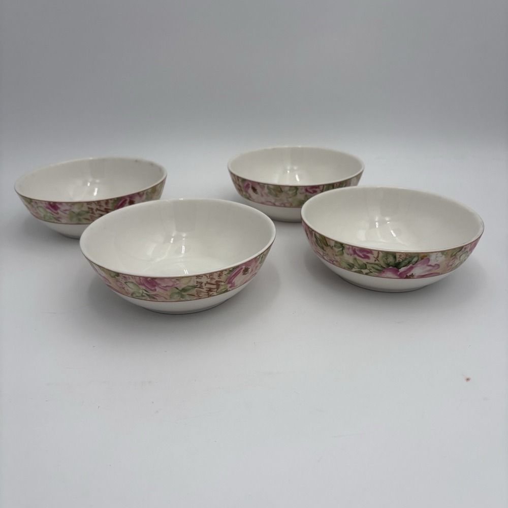 ROYAL DOULTON Poetic Rose Everyday China Cereal Bowls 4 Pc Vintage  6"